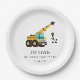 Prato De Papel Veículos de Construção Qualquer Festa de aniversár