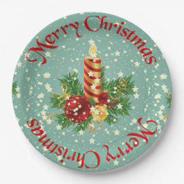 Prato De Papel Vela De Feliz Natal E Grelhas