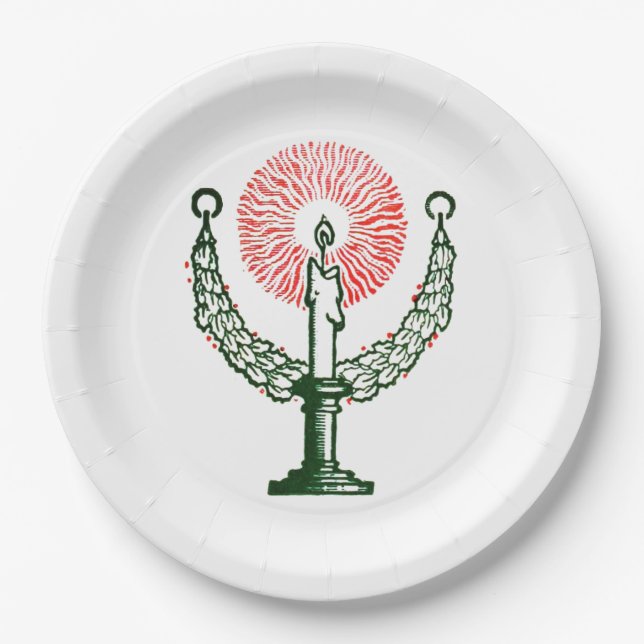 Prato De Papel Vela de Natal Tradicional (Frente)