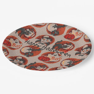 Prato De Papel Velha Fashion Halloween Faux Cross-Stitch Plates