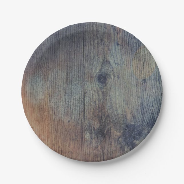 Prato De Papel Velho Casamento de Madeira Rústica (Frente)