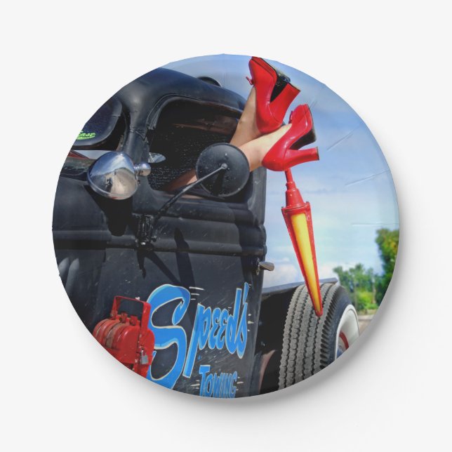 Prato De Papel Velocidades que rebocam o Pinup Rockabilly de (Frente)
