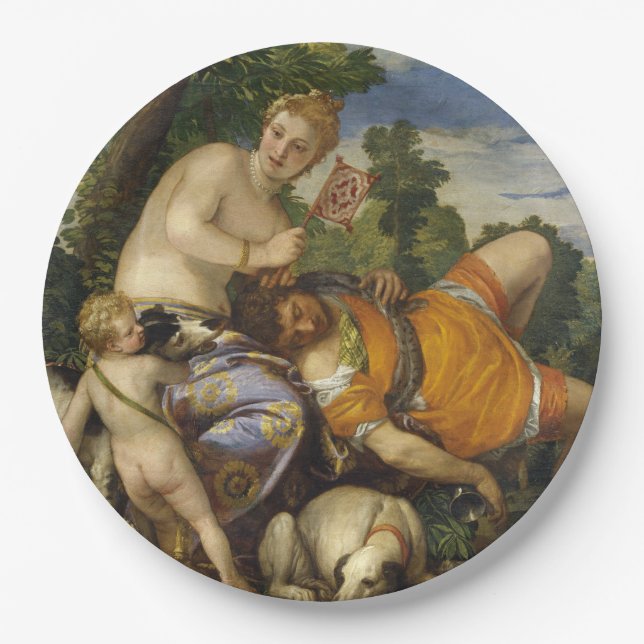 Prato De Papel Vênus e Adonis (por Paolo Veronese) (Frente)