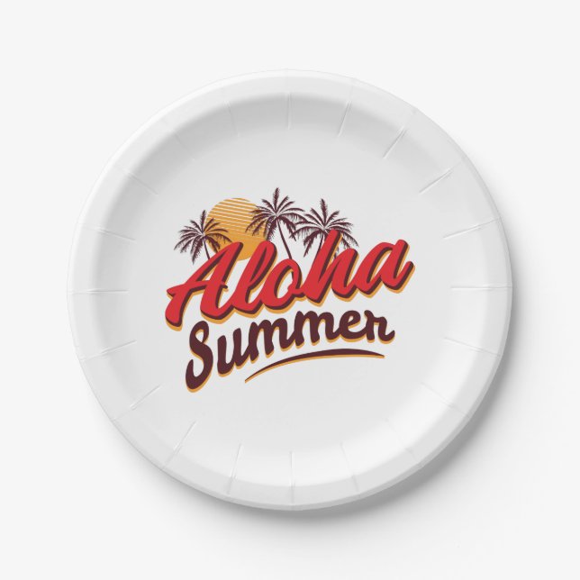 Prato De Papel Verão Aloha (Frente)