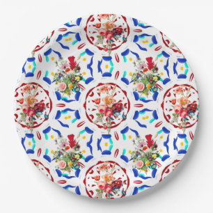 Prato De Papel Verão, boho, boêmia, floral, estilo mediterrâni