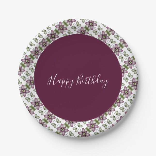 Prato De Papel Verde Brilhante E Branco (Frente)