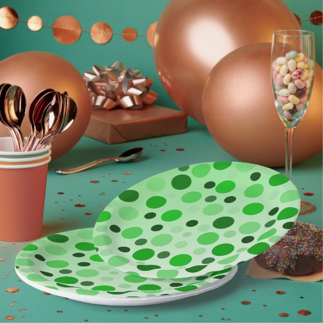 Prato De Papel Verde Com Bolinhas De Inveja, (Múltiplo)