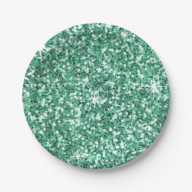 Prato De Papel Verde da hortelã do BRILHO | (Frente)