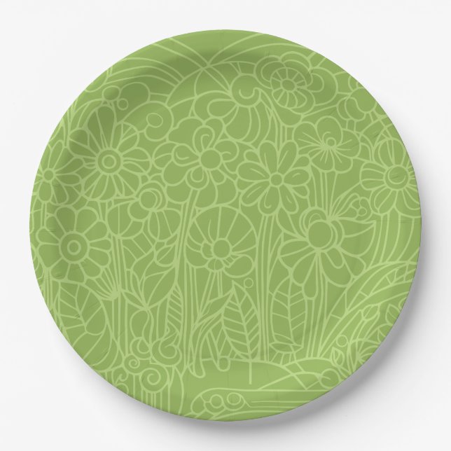 Prato De Papel Verde do Jardim Flor (Frente)