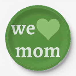Prato De Papel Verde e Branco Adoramos Dia de as mães da Mãe
