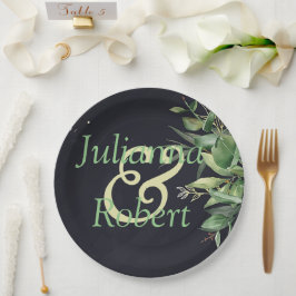Prato De Papel Verde elegante em chapas de papel preto