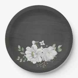 Prato De Papel verde-flor-branca