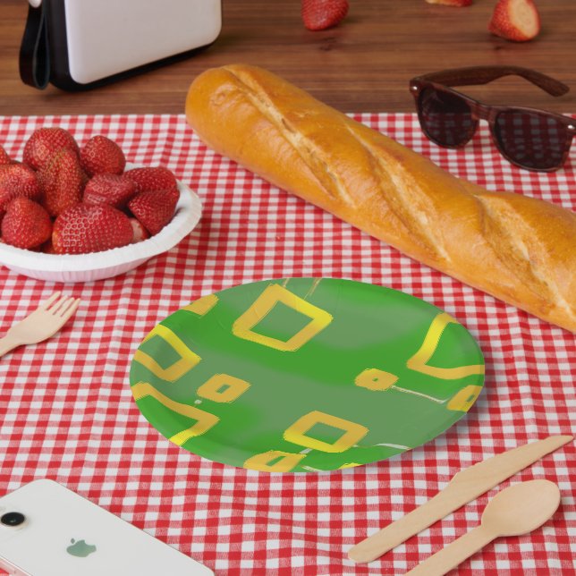 Prato De Papel Verde geométrico (Piquenique)