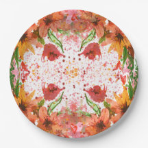 Verde & Laranja Moderno Floral Abstrato