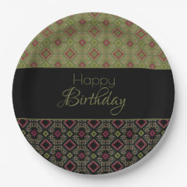 Prato De Papel Verde Oleícola Elegante Com Preto