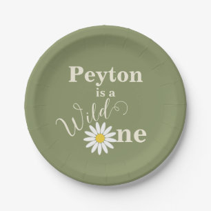 Prato De Papel Verde Selvagem Um Primeiro Aniversário