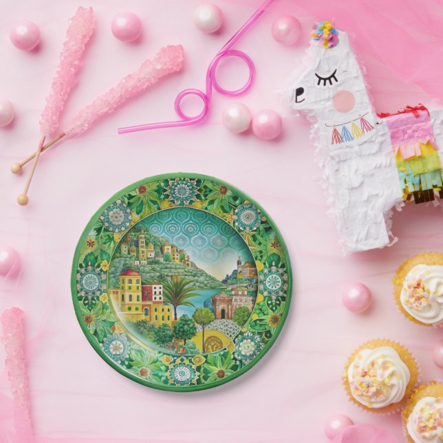 Prato De Papel Verde siciliano: Placa de Papel Melamina (Festa)