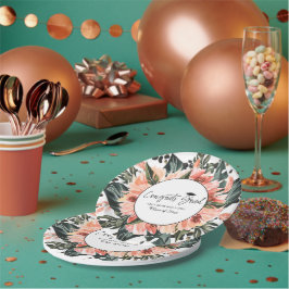 Prato De Papel Verde Tropical da Selva | Graduação Floral Rosa