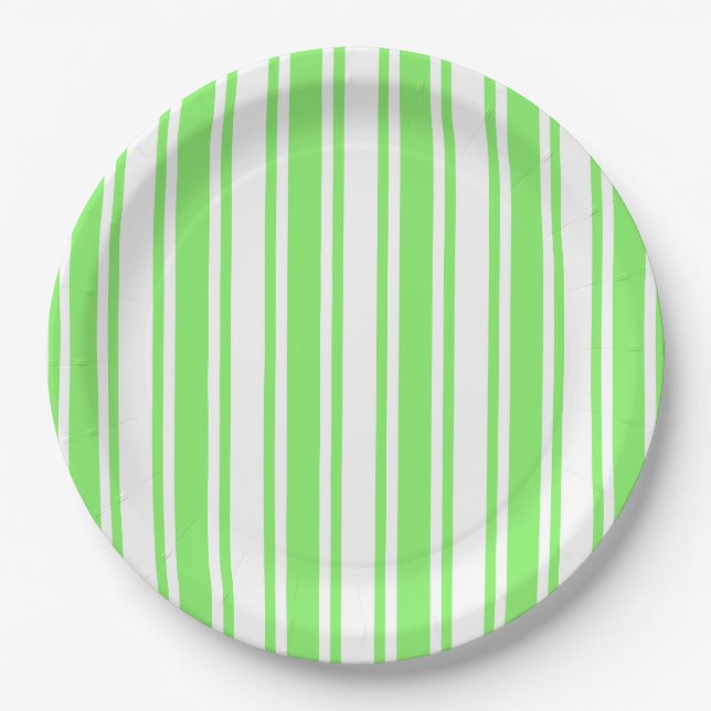 Prato De Papel Verdes limões e faixas brancas de doces (Frente)