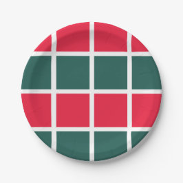 Prato De Papel Verdes Verdes Vermelhos Verificados Parte Verifica