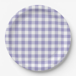 Prato De Papel Verificação de Gingham Purple Pálido