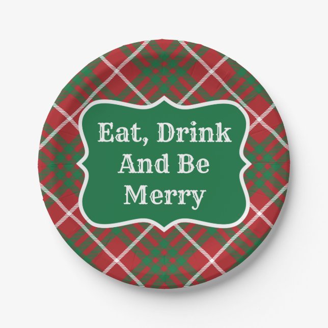 Prato De Papel Verificação Vermelha e Verde (Frente)