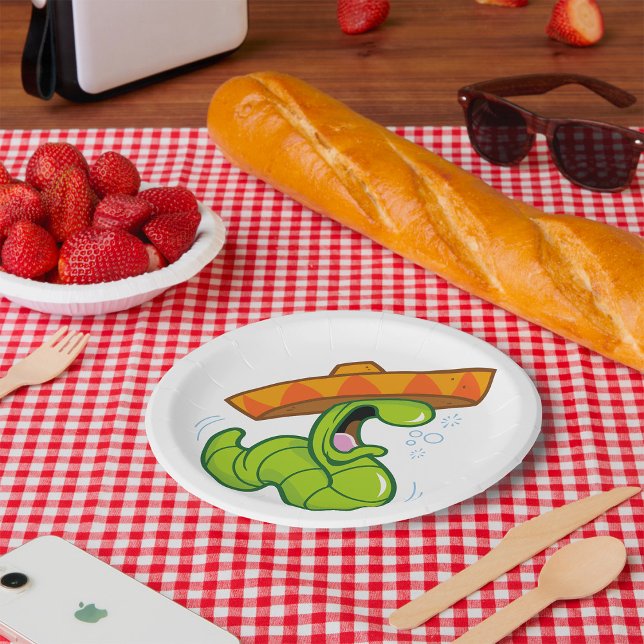 Prato De Papel Verme de bebado com Partido Mexicano Sombrero (Criador carregado)