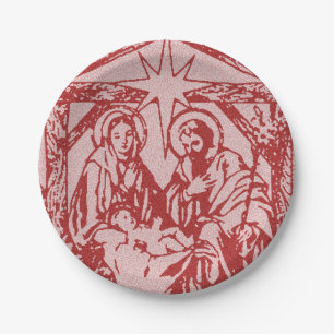 Prato De Papel vermelho bonito da natividade