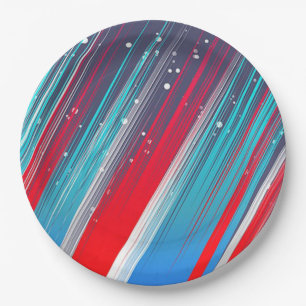 Prato De Papel Vermelho, Branco e Azul