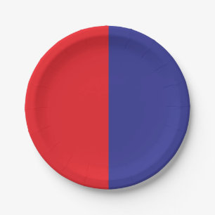 Prato De Papel Vermelho e Azul