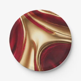 Prato De Papel Vermelho e Dourado Natal elegante