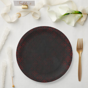 Prato De Papel Vermelho e Preto Grunge Gótico