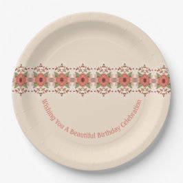 Prato De Papel Vermelho Laranja Floral