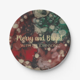 Prato De Papel Vermelhos e Dourados de Natal