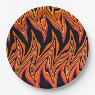 Prato De Papel Vermelhos em preto, rosa, laranja e amarelo