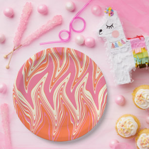 Prato De Papel Vermelhos - Rosa, Laranja e Creme