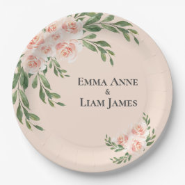 Prato De Papel Verniz Romântico Elegante Romântico Rosa Esbranqui