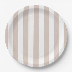 Prato De Papel Vertical Stripes Beige E White Stripes