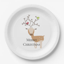 Prato De Papel Vestido de Natal com Pássaros