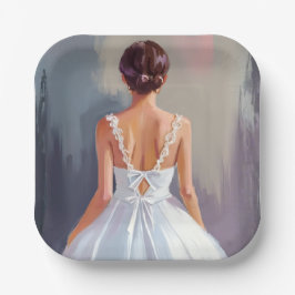 Prato De Papel Vestido de Noiva | Aquarela de Vestido de Renda Br