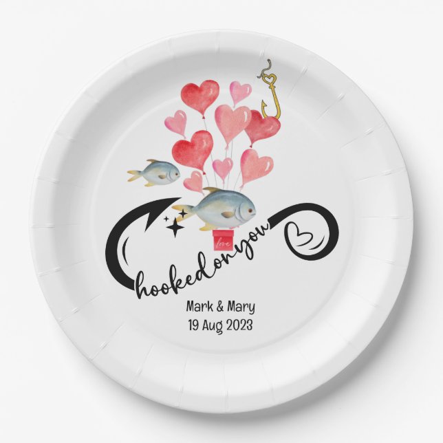 Prato De Papel Vestidos de vocês amantes da pesca Casamento Water (Frente)