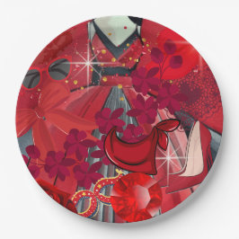 Prato De Papel Vestir Vermelho