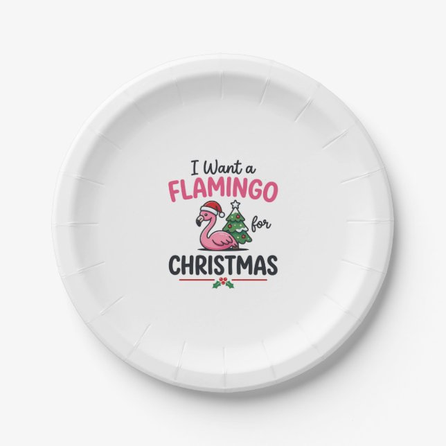 Prato De Papel Vetor de Citação de Natal de Flamingo (Frente)