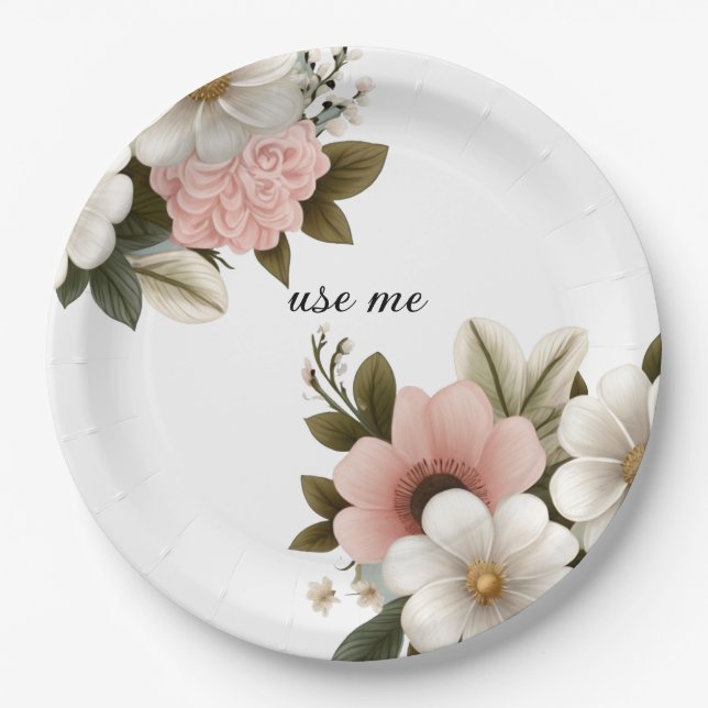 Prato De Papel vetor floral rosa (Frente)