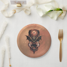 Prato De Papel Viagem de tempo místico com asas, relógio de galão