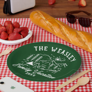 Prato De Papel Viagem de Vintage Camping Family