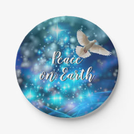 Prato De Papel Vias Azuis Correspondentes Natal de Paz 7"