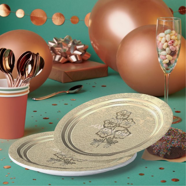 Prato De Papel Vibe de Férias de Ouro (Múltiplo)
