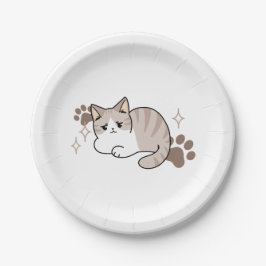 Prato De Papel Vibes relaxadas e preguiçosas para Design de gatin