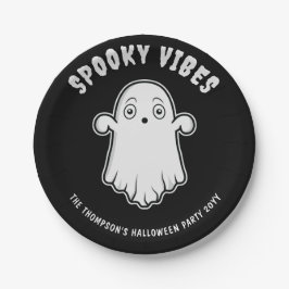 Prato De Papel Vibrações Assustadoras Fantasma Fofo Halloween Pre